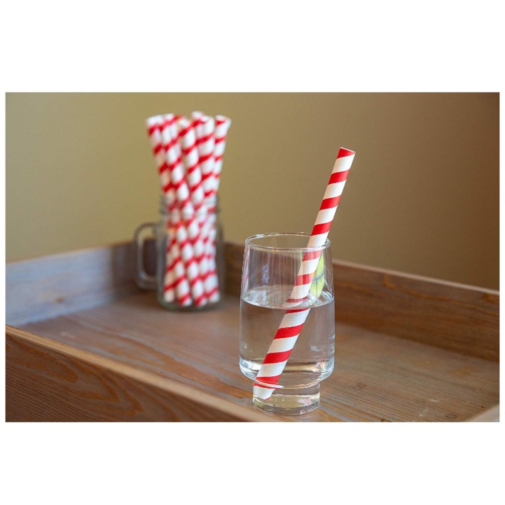 100 BOBA TEA Red&White Biodegradable Paper Straws - Picture 2 of 6
